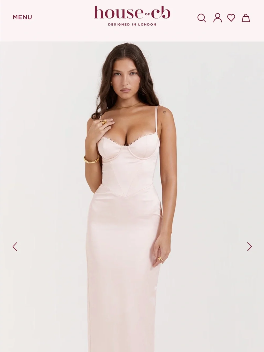STEFANIA Soft Peach Corset Maxi Dress